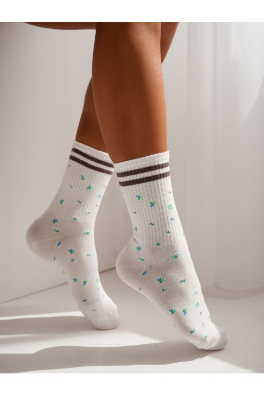 Calze da donna con fiori e strisce marroni Ecu