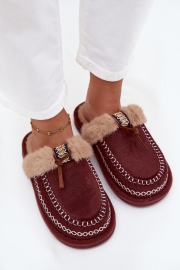 Pantofole da donna bordeaux con pelliccia Perivelle