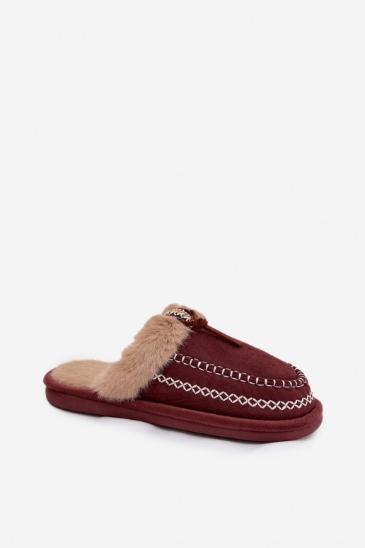 Pantofole da donna bordeaux con pelliccia Perivelle