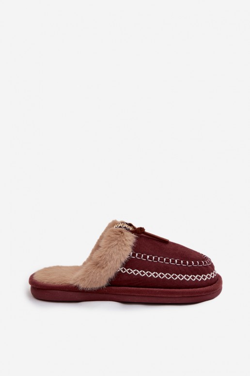 Pantofole da donna bordeaux con pelliccia Perivelle