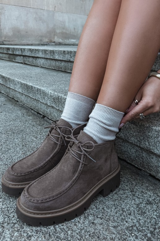Stivaletti stringati in suede sintetico sabbia Farella
