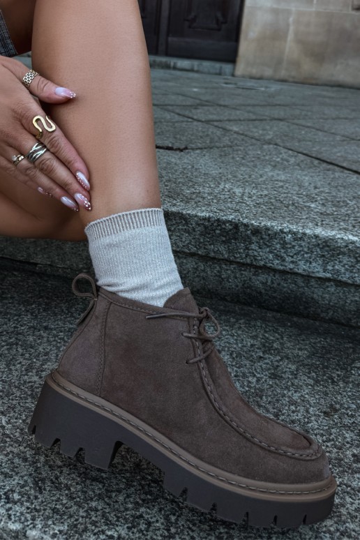 Stivaletti stringati in suede sintetico sabbia Farella