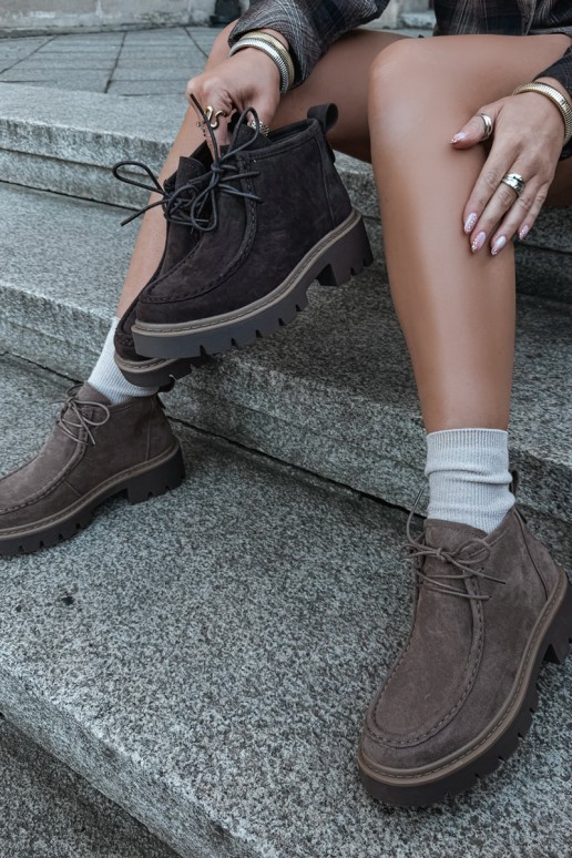 Stivaletti stringati in suede sintetico sabbia Farella