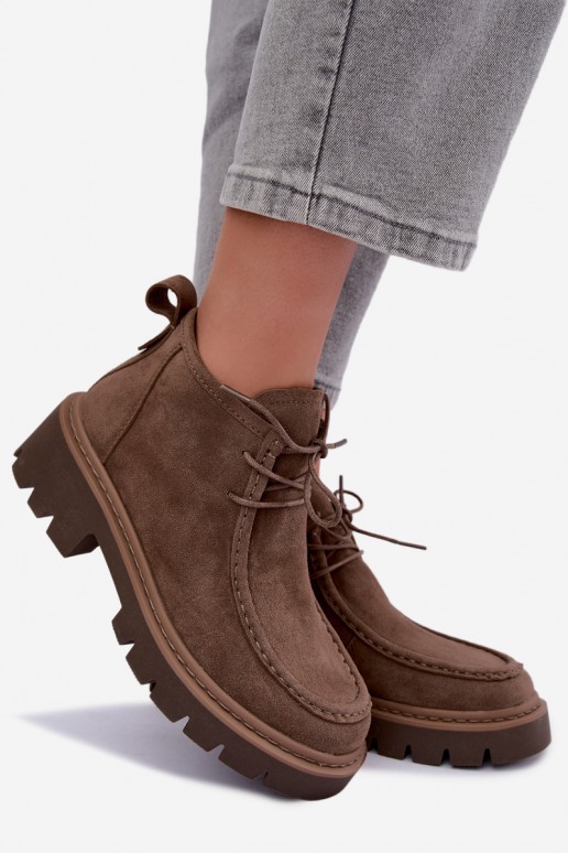 Stivaletti stringati in suede sintetico sabbia Farella