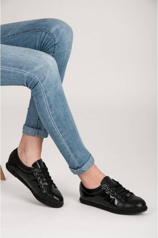 Scarpe sportive verniciate con suola espadrille Q53-1B