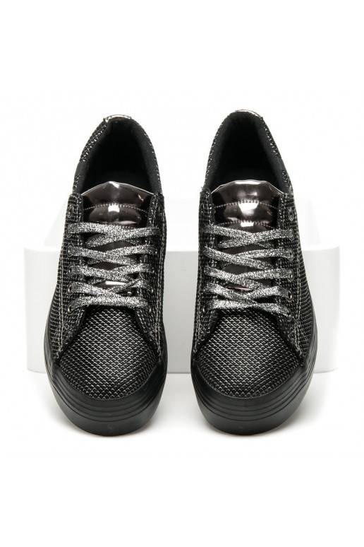 Scarpe platform esclusive nere e argento lucido AB-37S