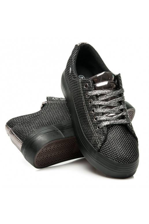 Scarpe platform esclusive nere e argento lucido AB-37S