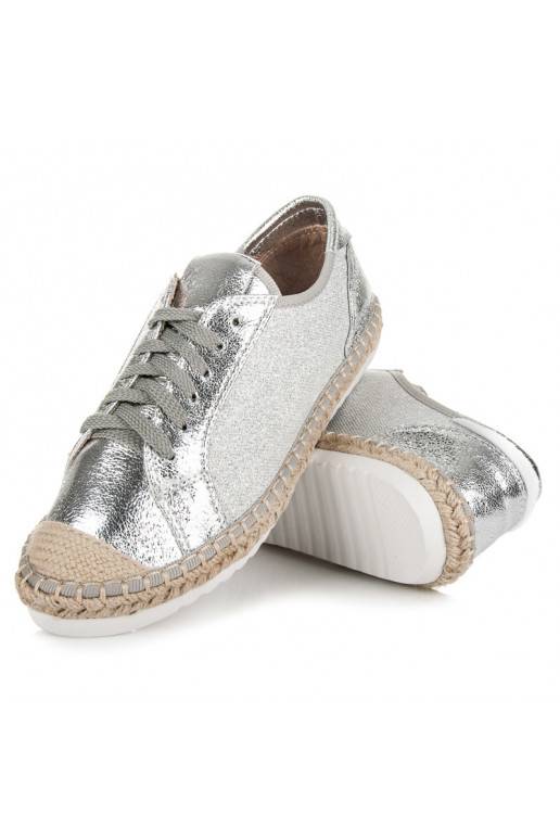 Espadrillas in tessuto grigio e argento HSYFA11S