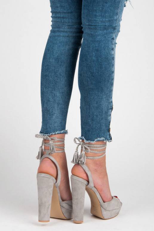 Pilki aukštakulniai sandalai VICES su bohemiškomis detalėmis 1233-5G  - 5 Pilki aukštakulniai sandalai VICES su bohemiškomis detalėmis 1233-5G  - 5