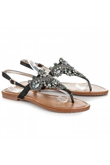 Sandali neri eleganti in stile indiano con cinturino per le dita D-6532B 2