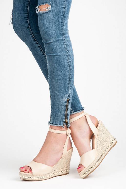 Smėlio spalvos platforminės basutės VICES su kniedėmis 2084-14BE  - 1