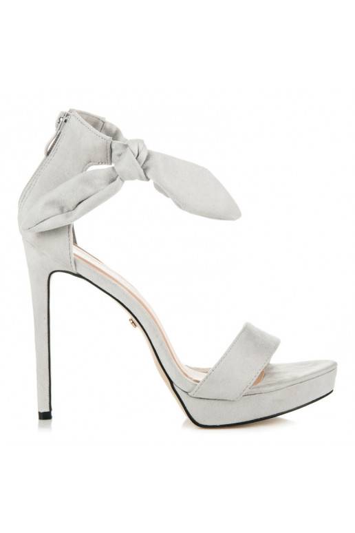 Sandali con tacco in suede grigi con lacci AF-8675G