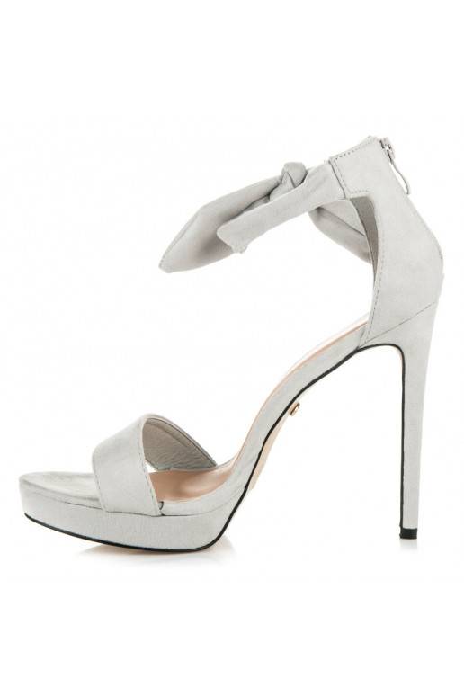 Sandali con tacco in suede grigi con lacci AF-8675G