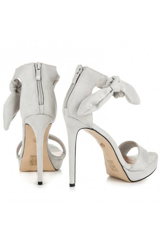 Sandali con tacco in suede grigi con lacci AF-8675G