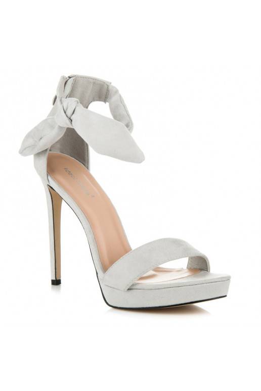 Sandali con tacco in suede grigi con lacci AF-8675G