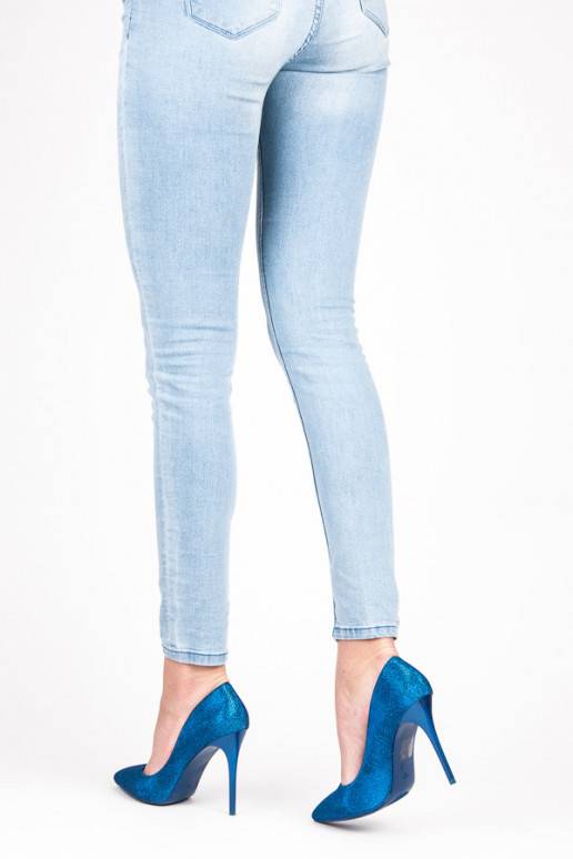 Scarpe con tacco lucide blu LEI-105BL