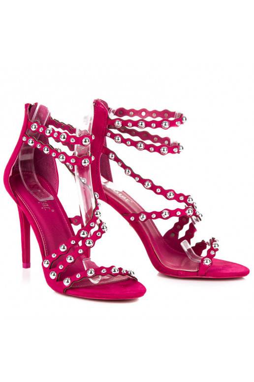 Atviri rožinės spalvos aukštakulniai sandalai su sidabro spalvos detalėmis LE042F  - 1 Atviri rožinės spalvos aukštakulniai sandalai su sidabro spalvos detalėmis LE042F  - 1