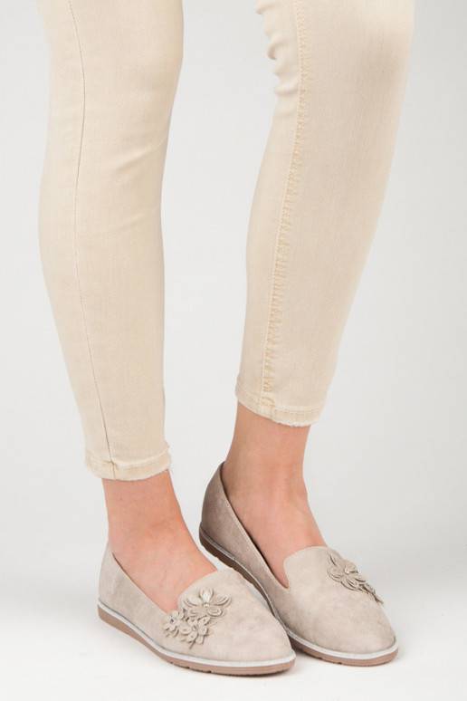 Smėlio spalvos lordsai su gėlių aplikacijomis 668-20BE  - 1