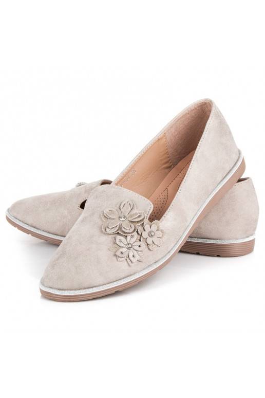 Smėlio spalvos lordsai su gėlių aplikacijomis 668-20BE  - 2