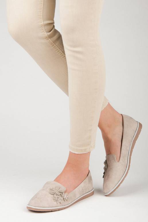 Smėlio spalvos lordsai su gėlių aplikacijomis 668-20BE  - 5