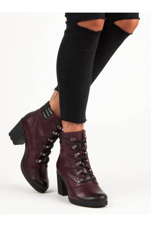 Scarpe rosso scuro da donna VINCEZA Lace Up 1274/5BUR