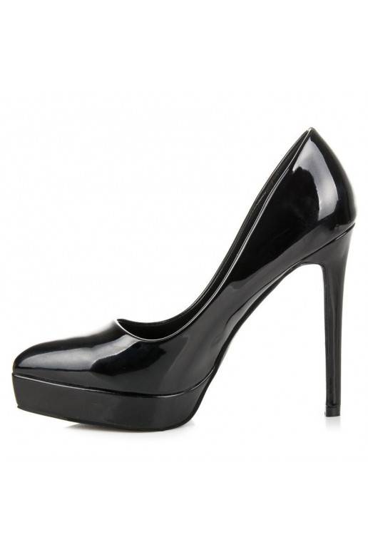 Scarpe a stiletto in vernice nera con plateau in punta