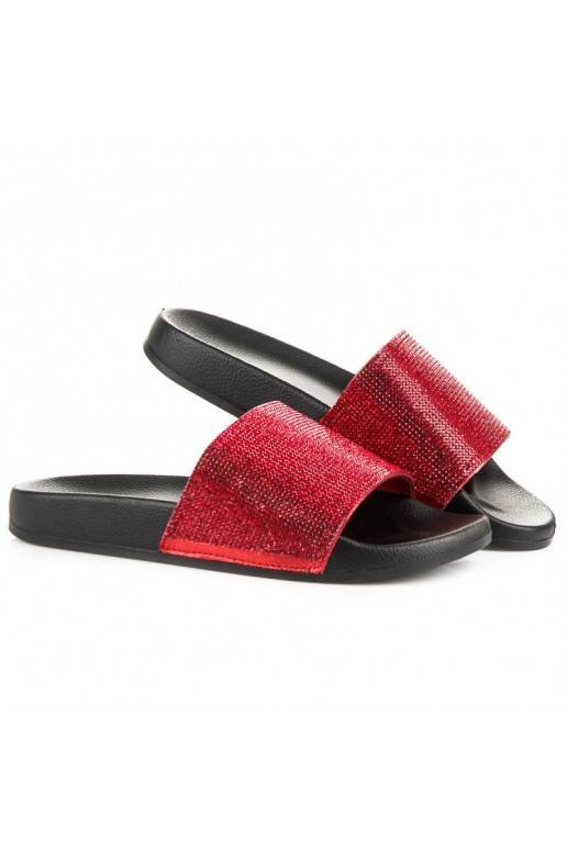 Raudonos spalvos tviskančios šlepetės 878R  - 3