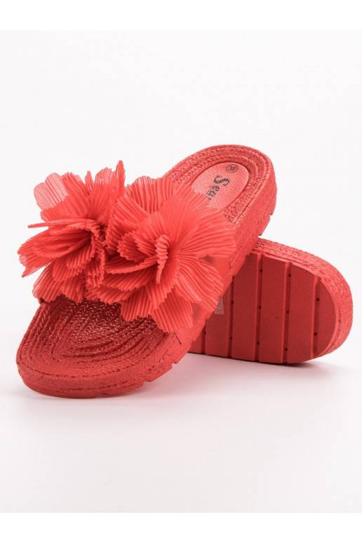 Pantofole rosse con fiori BAT_CK88R