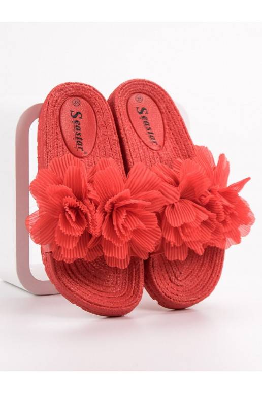 Pantofole rosse con fiori BAT_CK88R