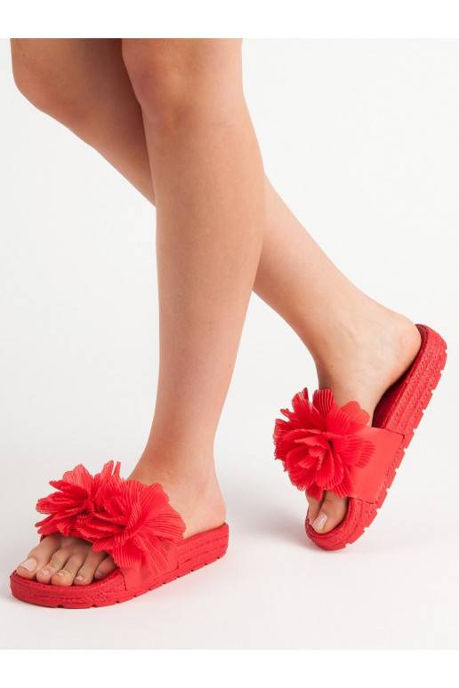 Pantofole rosse con fiori BAT_CK88R
