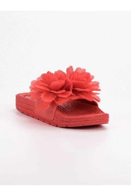 Pantofole rosse con fiori BAT_CK88R
