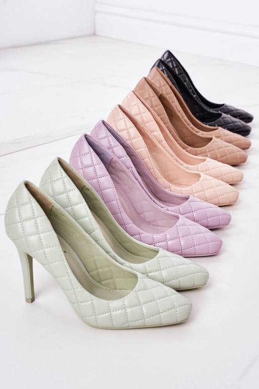Scarpe con tacco alto trapuntate dallo stile elegante in colore beige di Rosanna