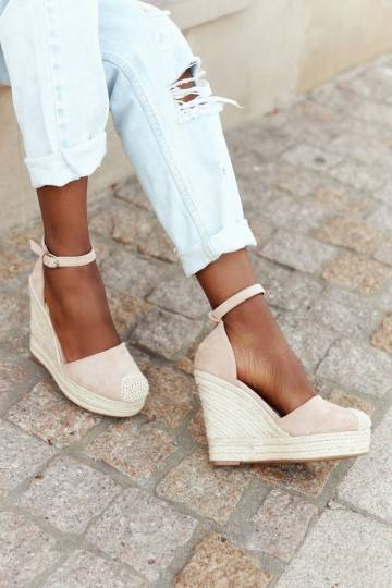 Sandali con plateau beige