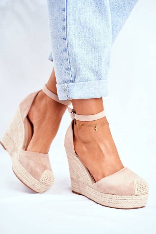 Sandali con plateau beige