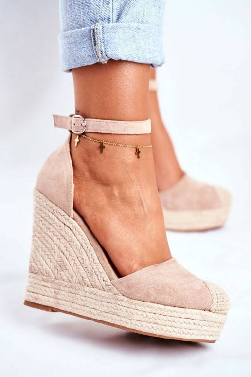 Sandali con plateau beige