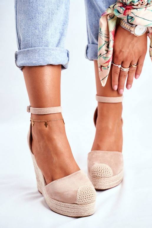 Sandali con plateau beige