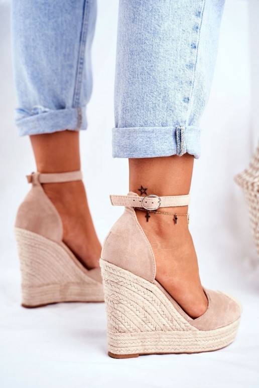 Sandali con plateau beige
