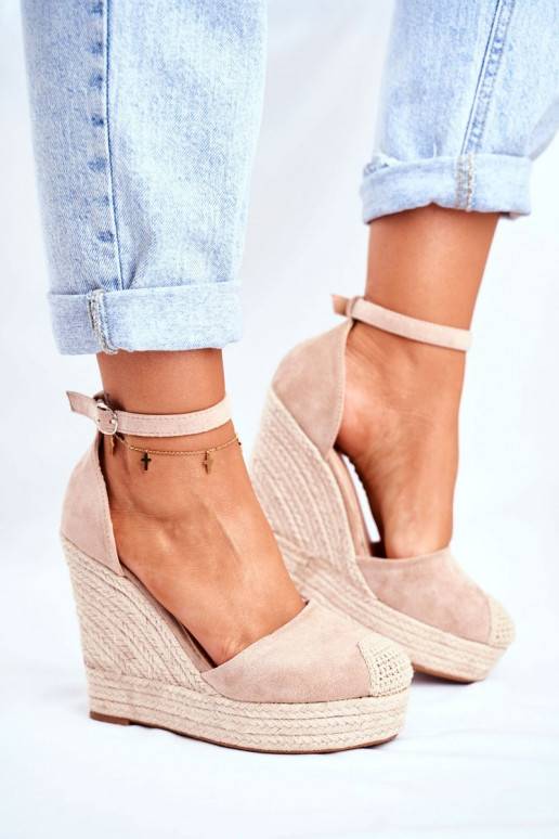 Sandali con plateau beige