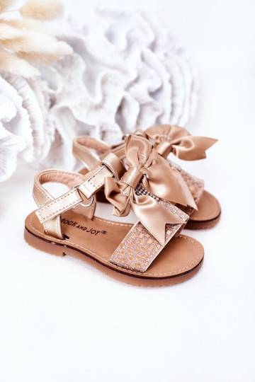 Sandali per bambini con nastri color oro