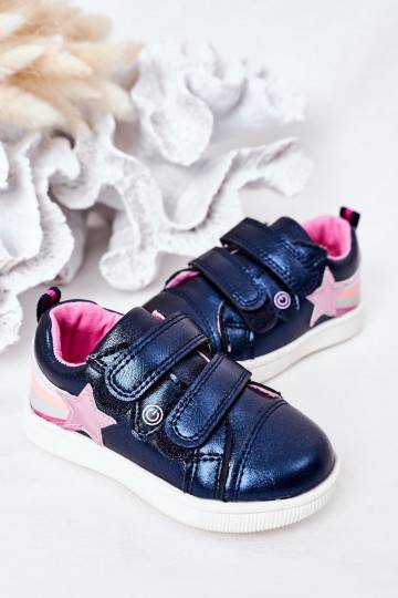 Scarpe sportive per bambini con un arcobaleno in colore blu scuro