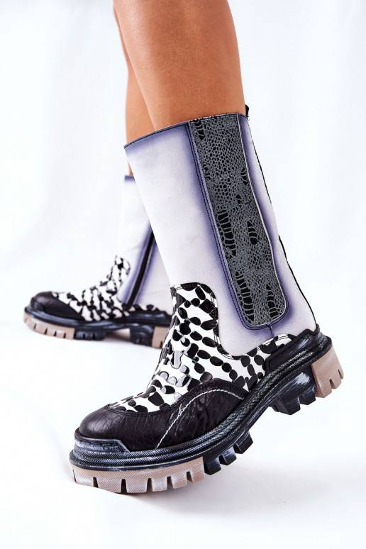 Stivali eleganti in bianco e nero Stivali eleganti in bianco e nero