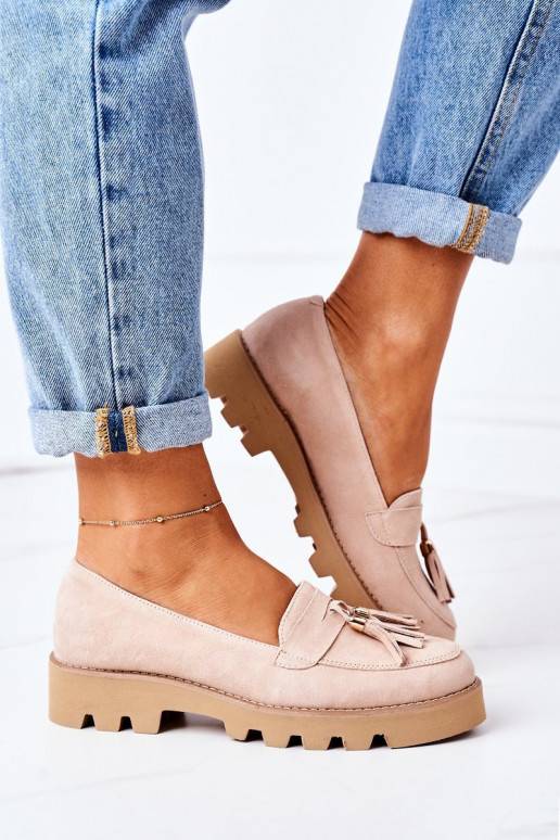 Mocassini in camoscio color cappuccino Mocassini in camoscio color cappuccino