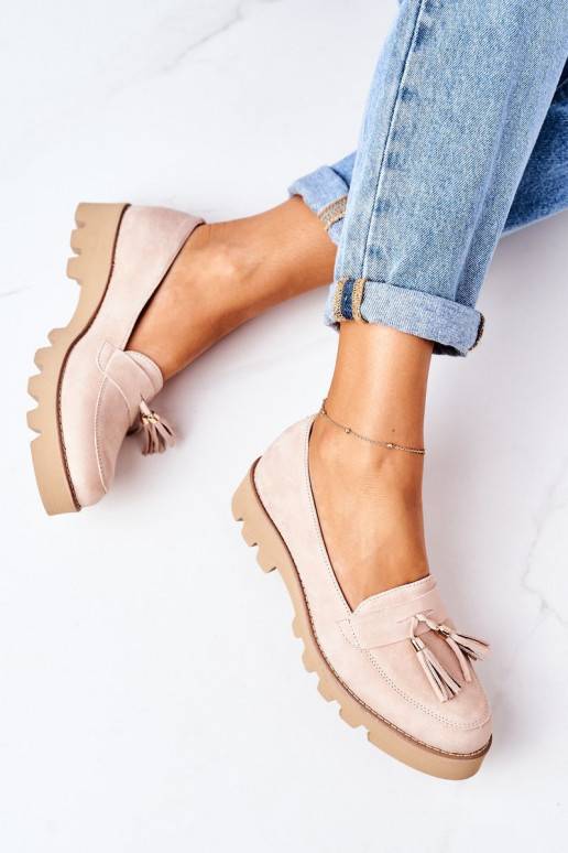 Mocassini in camoscio color cappuccino Mocassini in camoscio color cappuccino