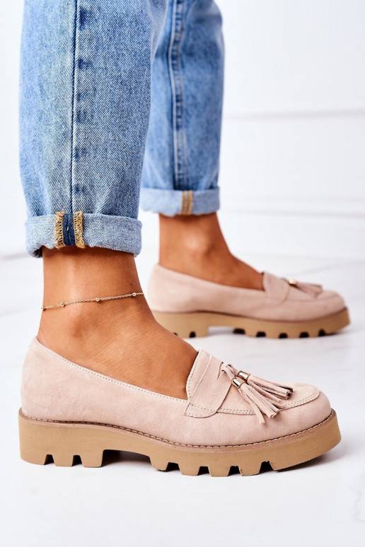 Mocassini in camoscio color cappuccino Mocassini in camoscio color cappuccino