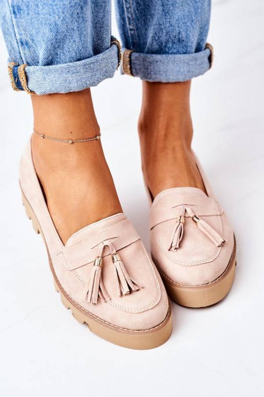 Mocassini in camoscio color cappuccino Mocassini in camoscio color cappuccino