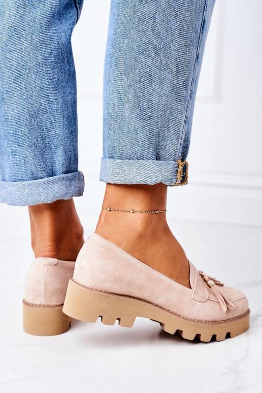 Mocassini in camoscio color cappuccino Mocassini in camoscio color cappuccino