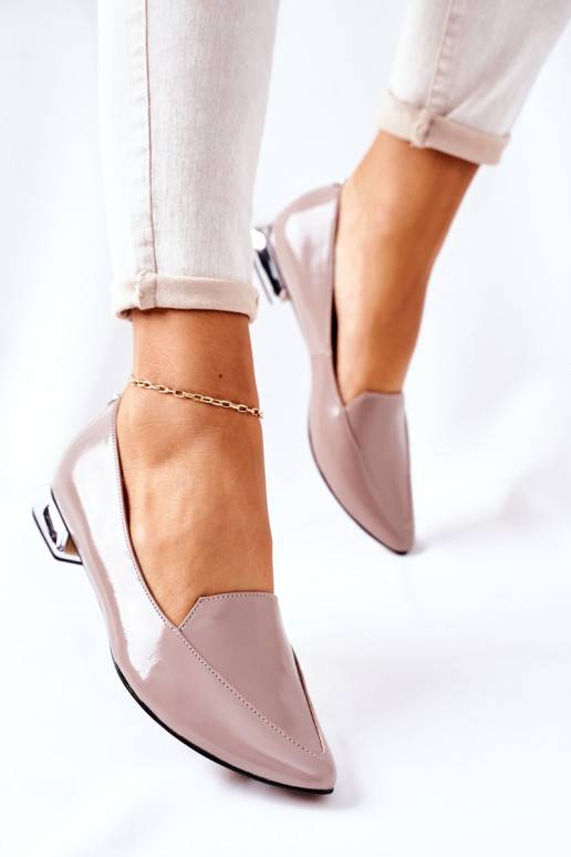 Mocassini con tacco argento Laura Messi Cappuccino
