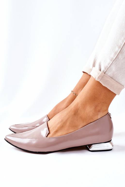 Mocassini con tacco argento Laura Messi Cappuccino