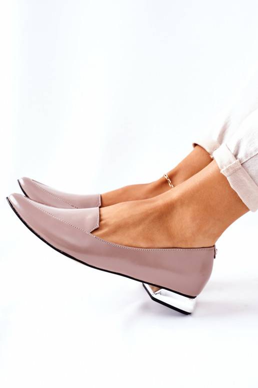 Mocassini con tacco argento Laura Messi Cappuccino