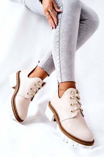 Stivali Cut Out con cinturini beige Kaxo